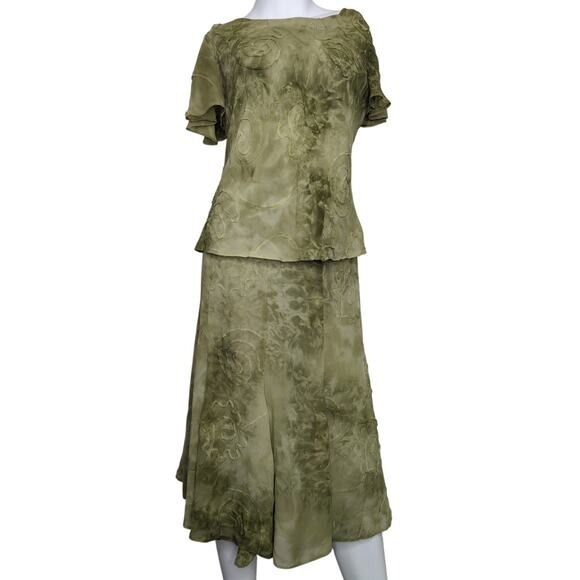 Vintage Crinkle Skirt Set 8 Forest Fairy Grunge 90s Y2K Boho Cottagecore Green - Picture 2 of 9